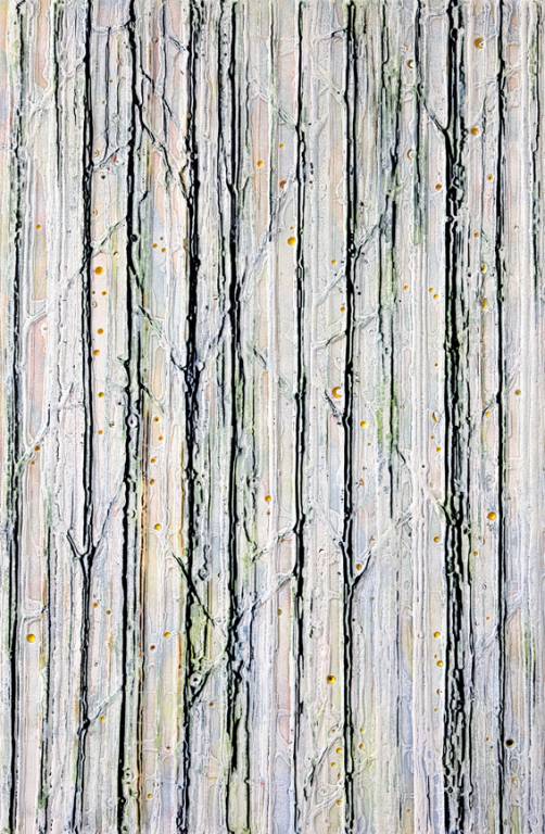 Silver Birches, acryl op mdf, 80x52 cm